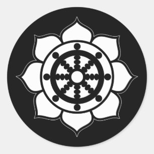 Lotus Flower Dharma Wheel Ronde Sticker