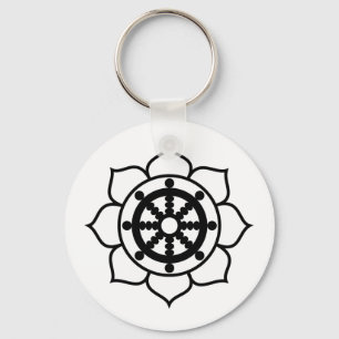 Lotus Flower Dharma Wheel Sleutelhanger