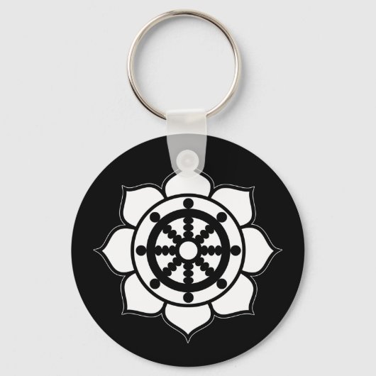 Lotus Flower Dharma Wheel Sleutelhanger (Voorkant)