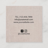 Lotus Flower Elegant Blush Pink Linnen Vierkante Visitekaartje (Achterkant)