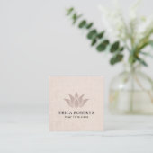 Lotus Flower Elegant Blush Pink Linnen Vierkante Visitekaartje (Staand voorkant)