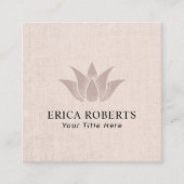 Lotus Flower Elegant Blush Pink Linnen Vierkante Visitekaartje (Voorkant)
