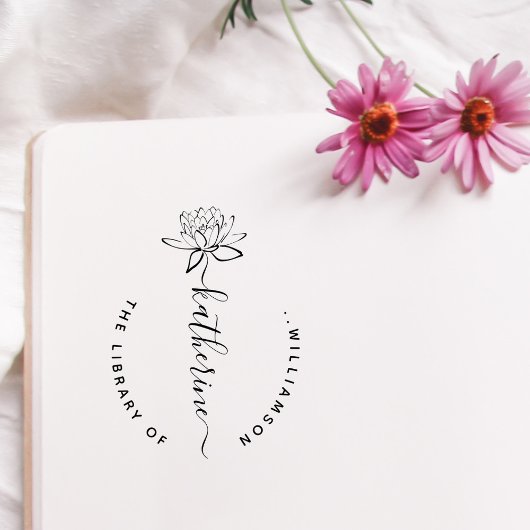 Lotus Flower Elegant Script Custom Name Library Ru Rubberstempel