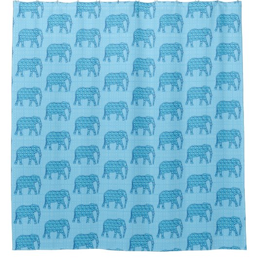 Lotus Flower Elephant, Turquoise and White Douchegordijn (Voorkant)