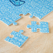 Lotus Flower Elephant, Turquoise and White Legpuzzel (Zijkant)