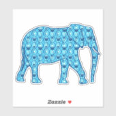 Lotus Flower Elephant, Turquoise and White Sticker (Vel)