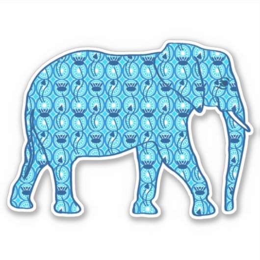 Lotus Flower Elephant, Turquoise and White Sticker (Voorkant)