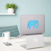 Lotus Flower Elephant, Turquoise and White Sticker (Laptop op bureau)
