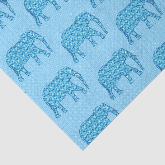 Lotus Flower Elephant, Turquoise and White Tissuepapier (Detail)