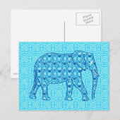 Lotus flower elephant - turquoise briefkaart (Voorkant / Achterkant)