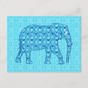 Lotus flower elephant - turquoise briefkaart