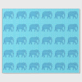 Lotus flower elephant - turquoise cadeaupapier (Vlak)