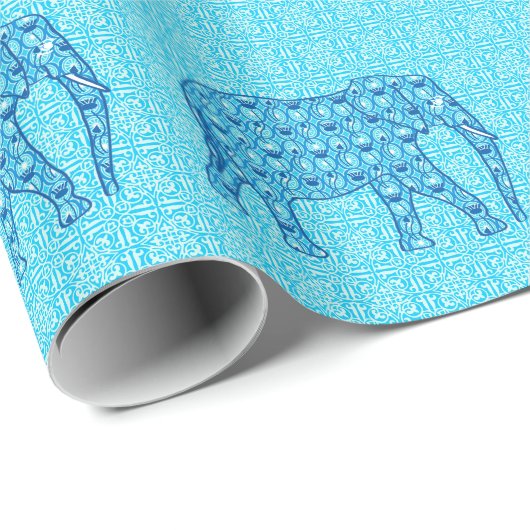 Lotus flower elephant - turquoise cadeaupapier (Rol Hoek)