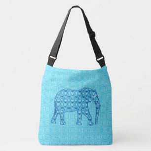Lotus flower elephant - turquoise crossbody tas