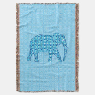 Lotus flower elephant - turquoise deken