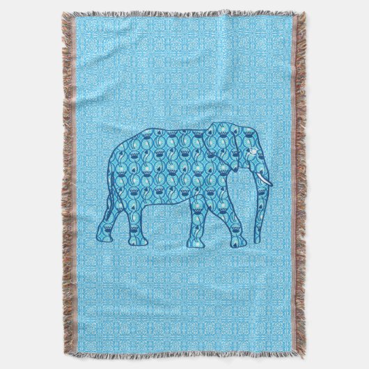 Lotus flower elephant, turquoise en aqua deken (Voorkant Verticaal)