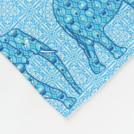 Lotus flower elephant - turquoise fleece deken (Hoek)