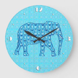Lotus flower elephant - turquoise grote klok