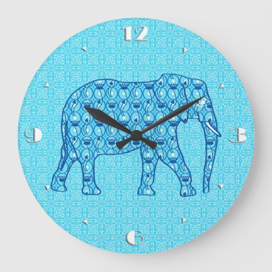 Lotus flower elephant - turquoise grote klok (Voorkant)