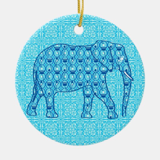 Lotus flower elephant - turquoise keramisch ornament (Voorkant)