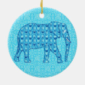 Lotus flower elephant - turquoise keramisch ornament (Achterkant)