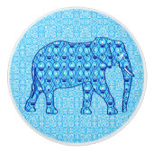 Lotus flower elephant - turquoise keramische knop (Voorkant)