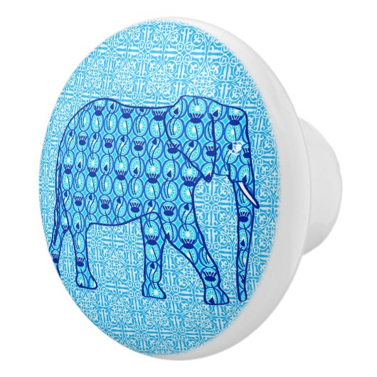 Lotus flower elephant - turquoise keramische knop (Rechts)