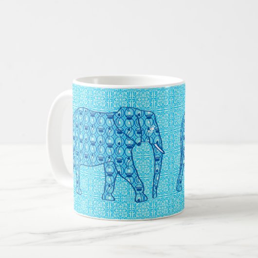 Lotus flower elephant - turquoise koffiemok (Voorkant links)