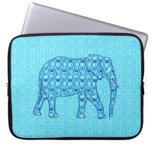 Lotus flower elephant - turquoise laptop sleeve