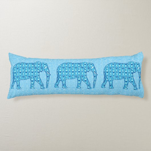Lotus flower elephant - turquoise lichaamskussen (Voorkant)