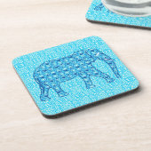Lotus flower elephant - turquoise onderzetter (Linkerzijde)