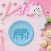 Lotus flower elephant - turquoise papieren bordje (Feest)
