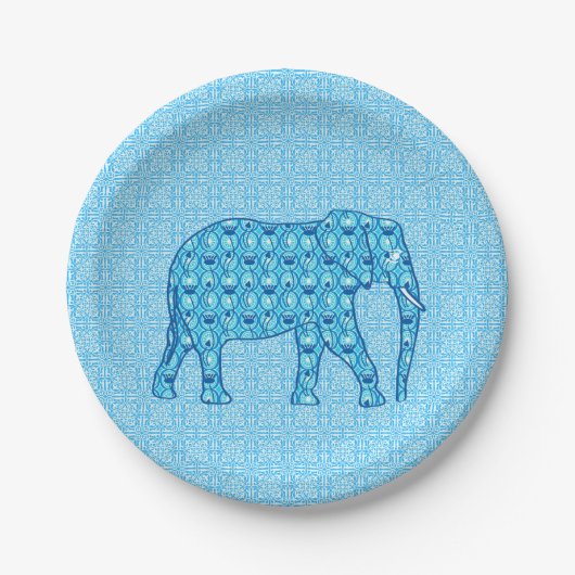 Lotus flower elephant - turquoise papieren bordje (Voorkant)