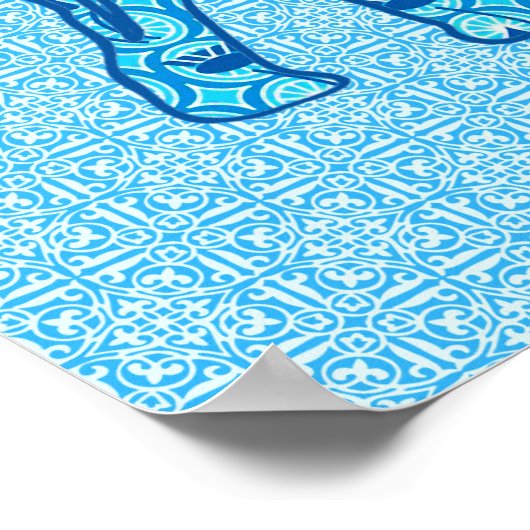 Lotus flower elephant - turquoise poster (Hoek)