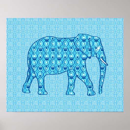 Lotus flower elephant - turquoise poster (Voorkant)
