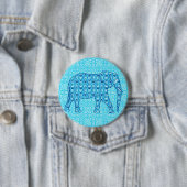 Lotus flower elephant - turquoise ronde button 7,6 cm (In situ)