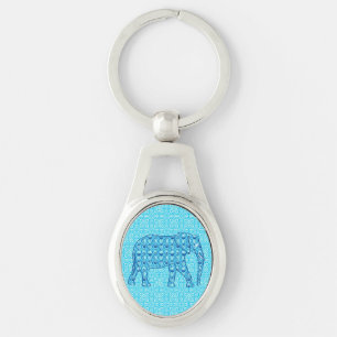 Lotus flower elephant - turquoise sleutelhanger