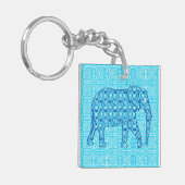 Lotus flower elephant - turquoise sleutelhanger (Voorkant Links)