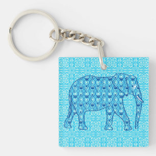 Lotus flower elephant - turquoise sleutelhanger