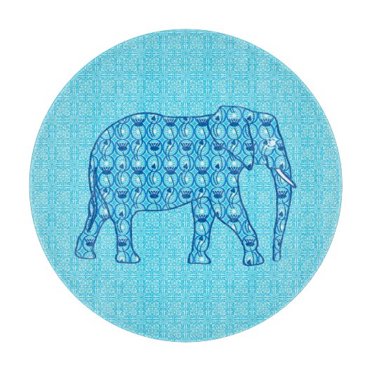 Lotus flower elephant - turquoise snijplank (Voorkant)