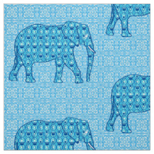 Lotus flower elephant - turquoise stof