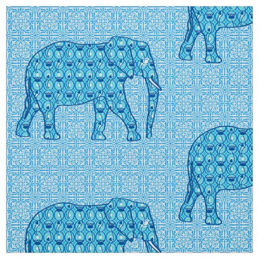 Lotus flower elephant - turquoise stof (Swatch)