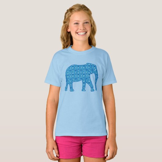 Lotus flower elephant - turquoise t-shirt (Voorkant volledig)
