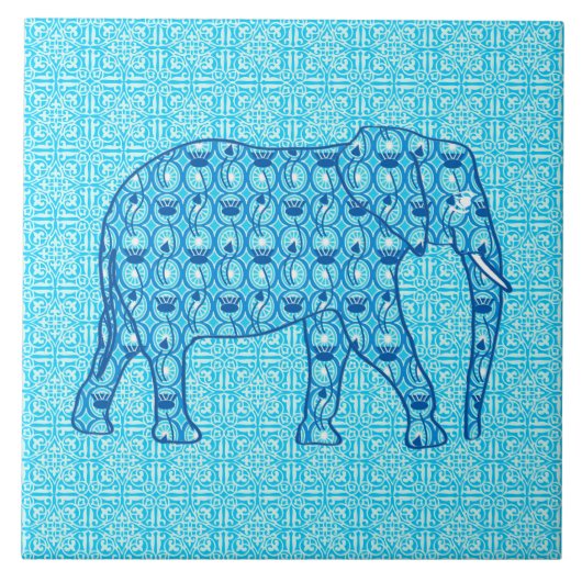 Lotus flower elephant - turquoise tegeltje (Voorkant)