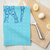 Lotus flower elephant - turquoise theedoek (Quarter Fold)