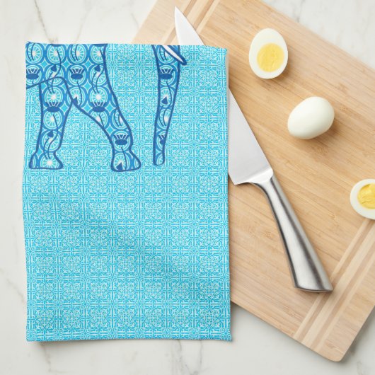 Lotus flower elephant - turquoise theedoek (Quarter Fold)