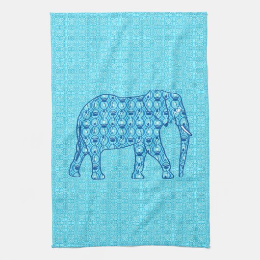 Lotus flower elephant - turquoise theedoek (Verticaal)