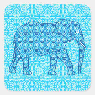 Lotus flower elephant - turquoise vierkante sticker