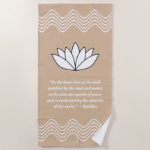 Lotus Flower en Buddha Quote Beach Towel