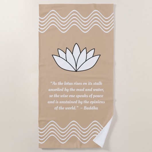 Lotus Flower en Buddha Quote Beach Towel Strandlaken (Voorkant)